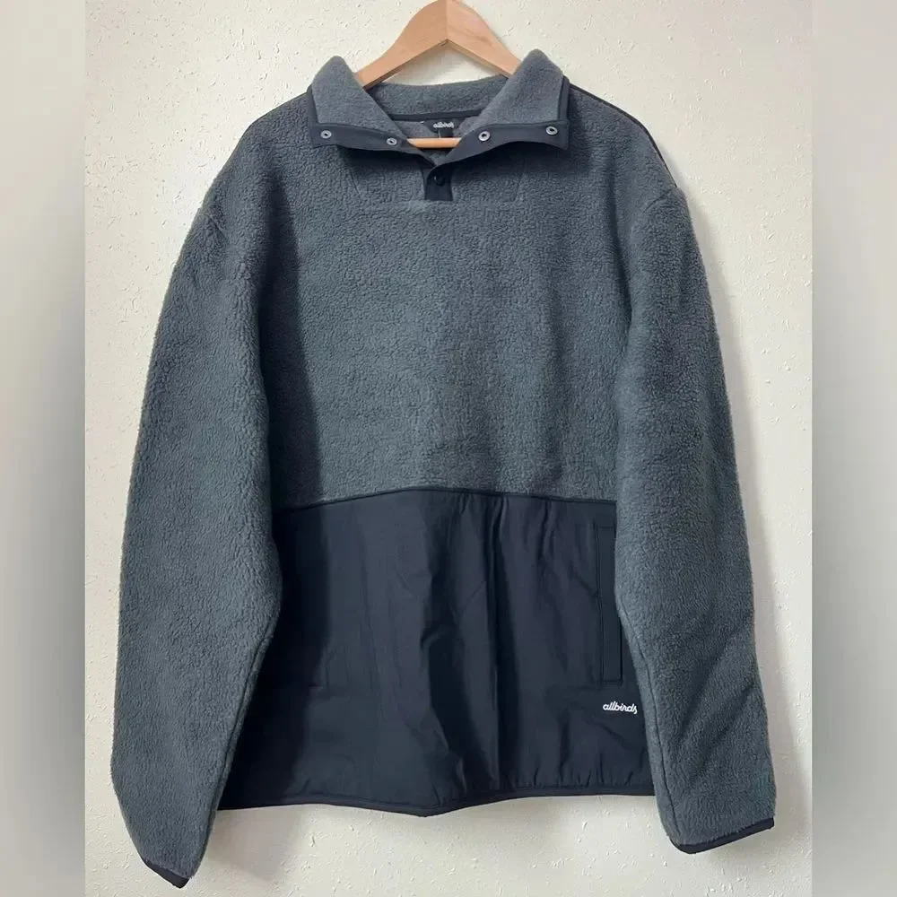 NWT Allbirds Men’s (M) Fluff Fleece Pullover in Natural Black Size L